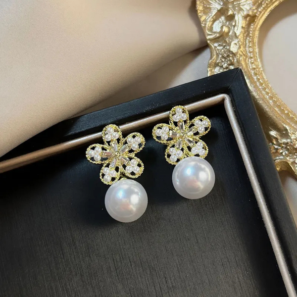 Floral Pearl Earrings Boho Bloom