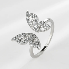 Adjustable Silver Butterfly Ring Boho Bloom