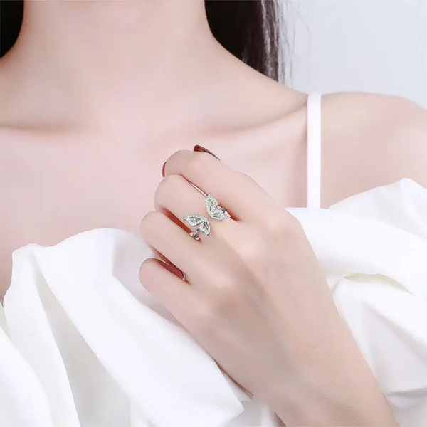Adjustable Silver Butterfly Ring Boho Bloom
