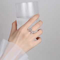 Adjustable Silver Butterfly Ring Boho Bloom