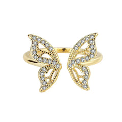 Adjustable Golden Butterfly Ring Boho Bloom
