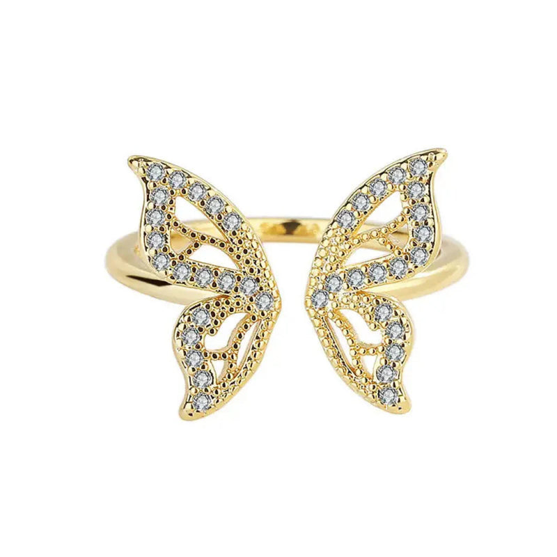 Adjustable Golden Butterfly Ring Boho Bloom
