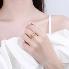 Adjustable Golden Butterfly Ring Boho Bloom