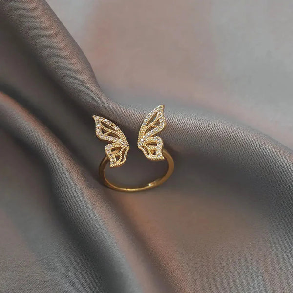 Adjustable Golden Butterfly Ring Boho Bloom