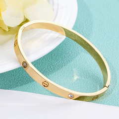 Gold Plated Stainless Steel Openable Crystal Bracelet Boho Bloom