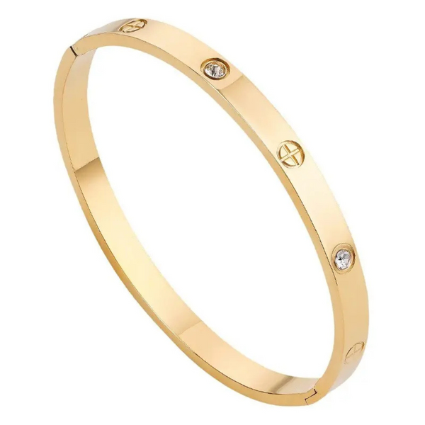 Gold Plated Stainless Steel Openable Crystal Bracelet Boho Bloom