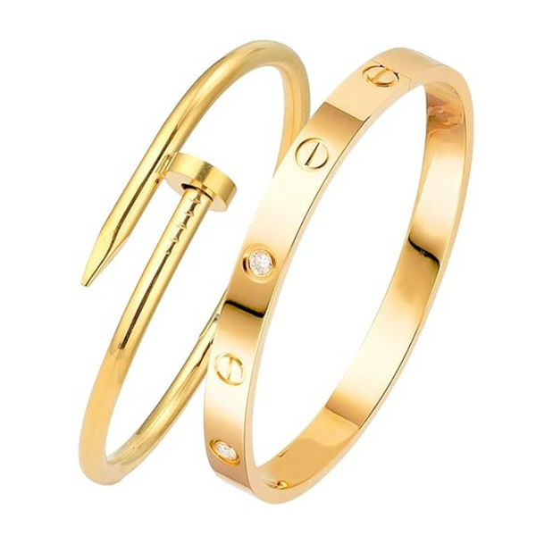 Anti-Tarnish Band & Nail Cuff Hand Bracelet for Women Beauty NX