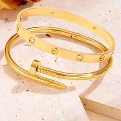 Anti-Tarnish Band & Nail Cuff Hand Bracelet for Women Beauty NX