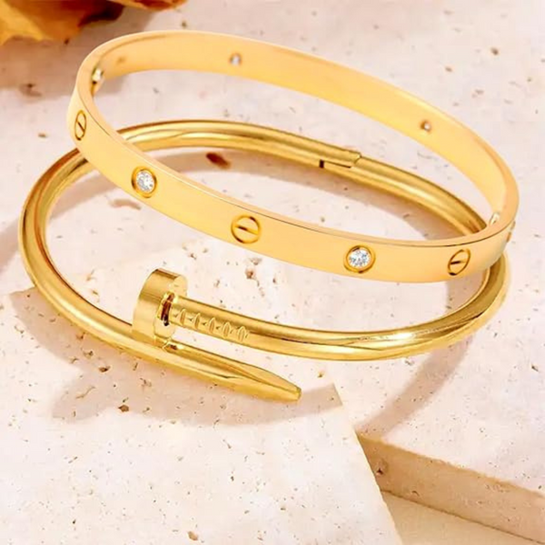 Anti-Tarnish Band & Nail Cuff Hand Bracelet for Women Beauty NX