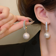 Beaded Crystal Big Pearl Earring Boho Bloom