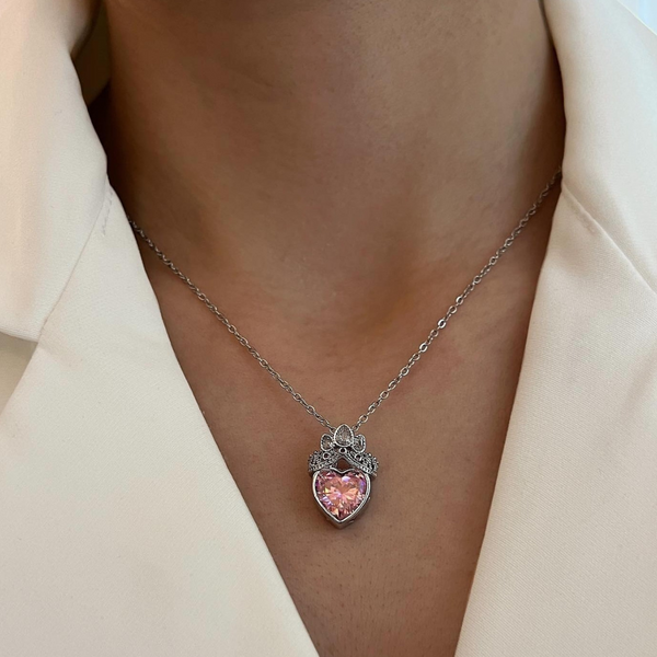 pink heart necklace Boho Bloom