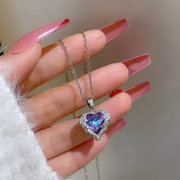 Love colourfull  heart necklace Boho Bloom