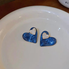 Double Heart Blue Stud Earring Boho Bloom