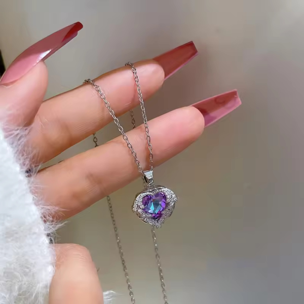 Love colourfull  heart necklace Boho Bloom