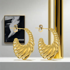 Anti tarnish Women Gold-Plated Hoop Earrings Boho Bloom