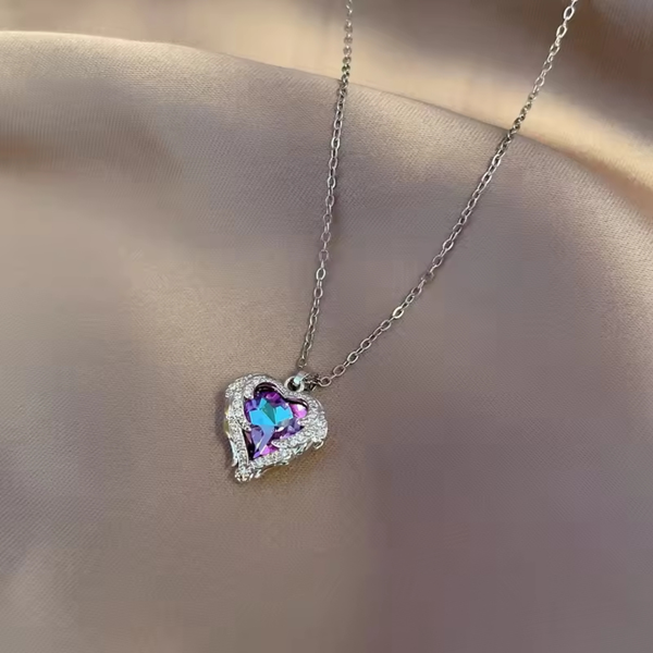 Love colourfull  heart necklace Boho Bloom