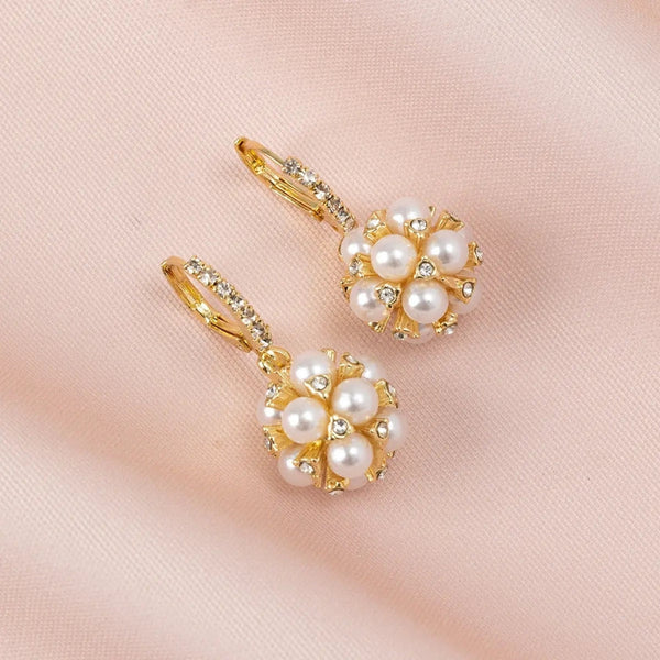 Gold Plated Disco Pearl Hoop Earring Boho Bloom