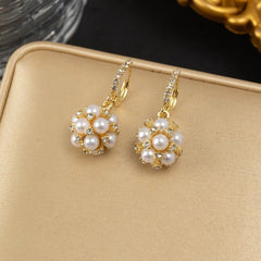 Gold Plated Disco Pearl Hoop Earring Boho Bloom