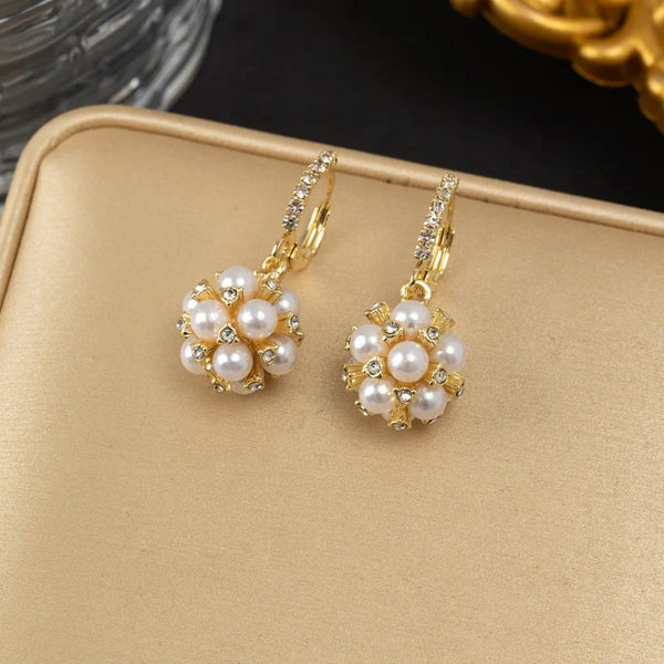 Gold Plated Disco Pearl Hoop Earring Boho Bloom