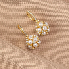Gold Plated Disco Pearl Hoop Earring Boho Bloom