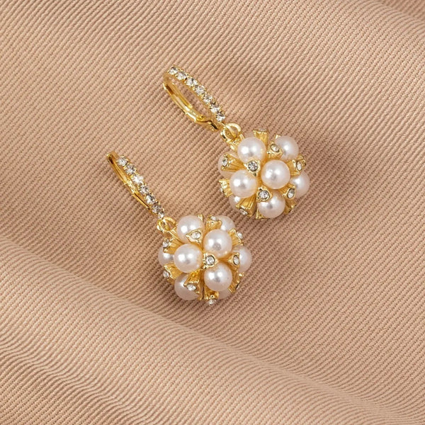 Gold Plated Disco Pearl Hoop Earring Boho Bloom