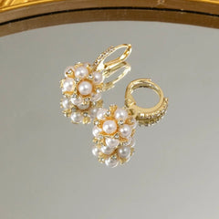 Gold Plated Disco Pearl Hoop Earring Boho Bloom