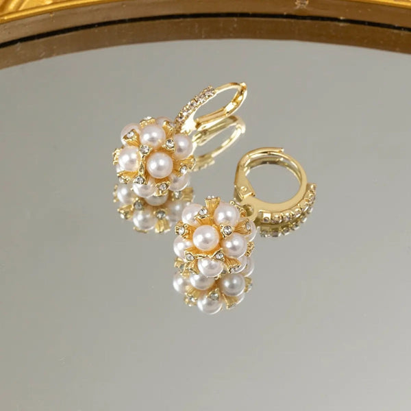 Gold Plated Disco Pearl Hoop Earring Boho Bloom