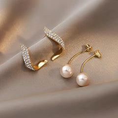 Gold Plated Crystal Shine Pearl Drop Earring Boho Bloom