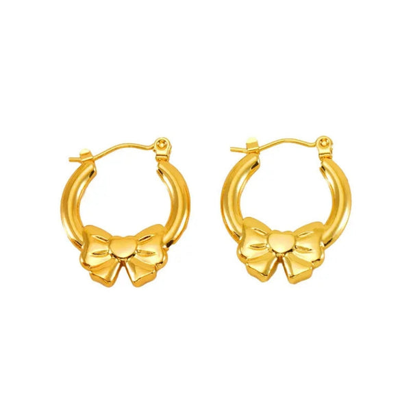 Anti Tarnish Small stylish Bow Hoops Earrings Boho Bloom