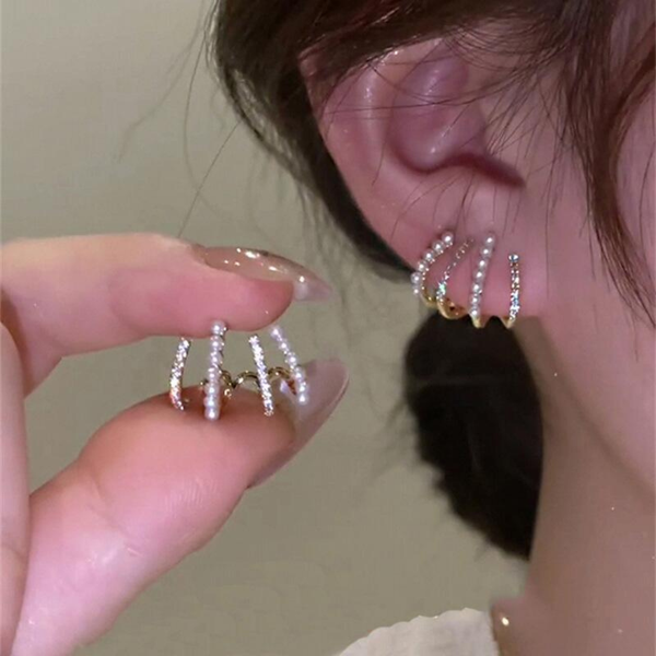 Crystal Pearly Hold Earring Boho Bloom