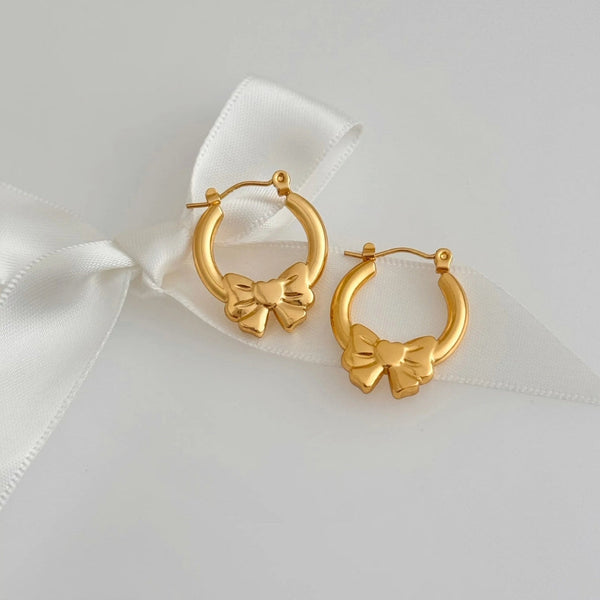 Anti Tarnish Small stylish Bow Hoops Earrings Boho Bloom