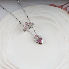 Love Pink Crown Necklace, Ring Set Boho Bloom