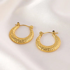 Anti tarnish Circle Wrinkle Pattern Earring Boho Bloom