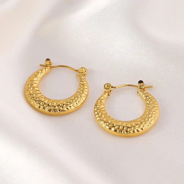 Anti tarnish Circle Wrinkle Pattern Earring Boho Bloom