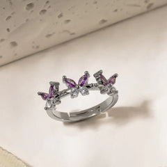 Purple Rounded Crowned Ring Boho Bloom