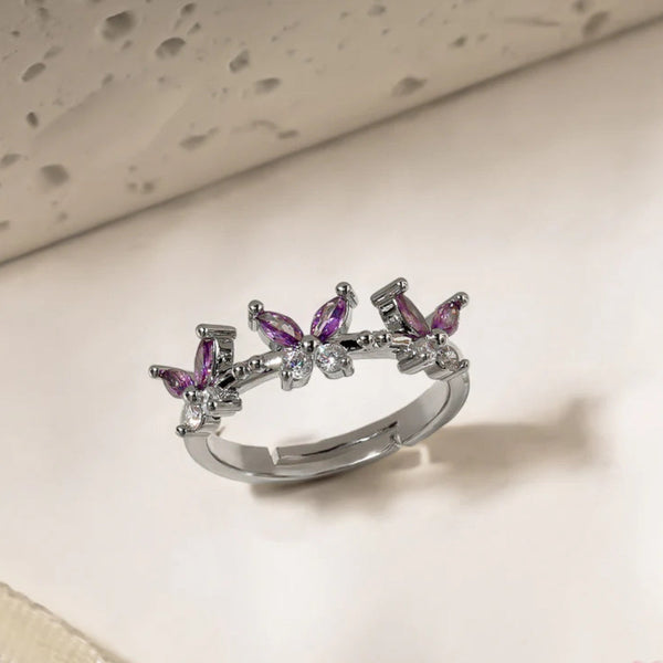 Purple Rounded Crowned Ring Boho Bloom