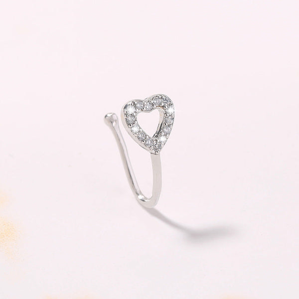 Fake nose Piercing silver heart Beauty NX