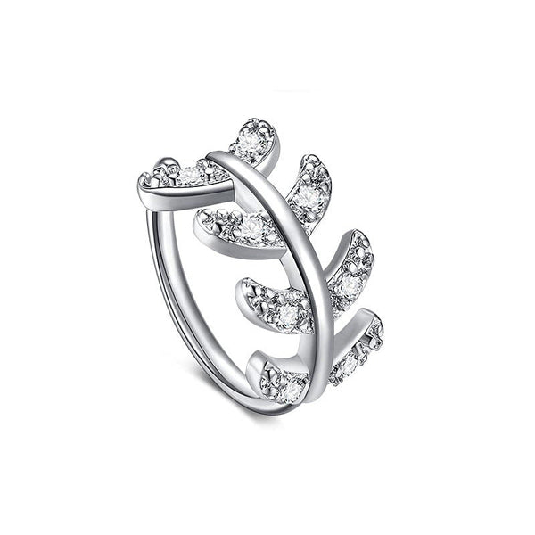 Adjustable Leaf Zircon Silver Nose piercing Beauty NX