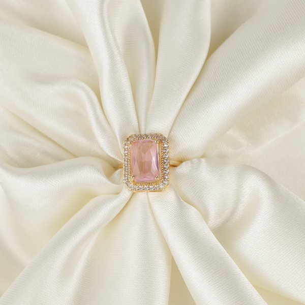 Women Pink Square ring Boho Bloom