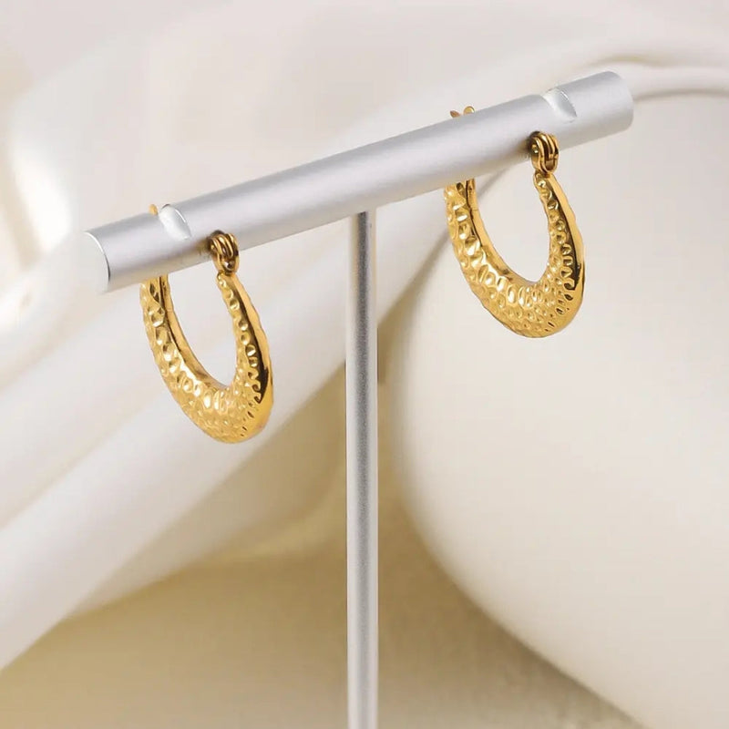 Anti tarnish Circle Wrinkle Pattern Earring Boho Bloom