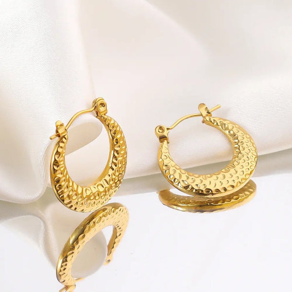 Anti tarnish Circle Wrinkle Pattern Earring Boho Bloom