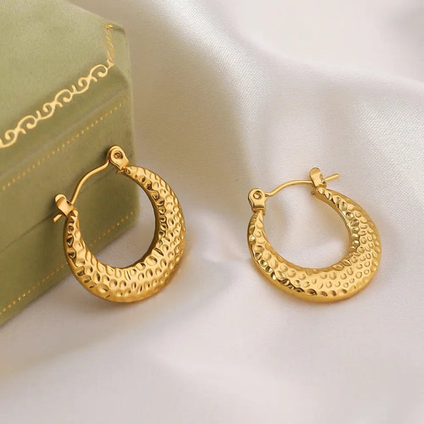 Anti tarnish Circle Wrinkle Pattern Earring Boho Bloom