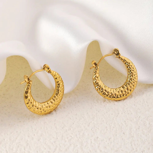 Anti tarnish Circle Wrinkle Pattern Earring Boho Bloom