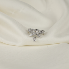 American diamond stone silver anti tarnish korean Ring Boho Bloom