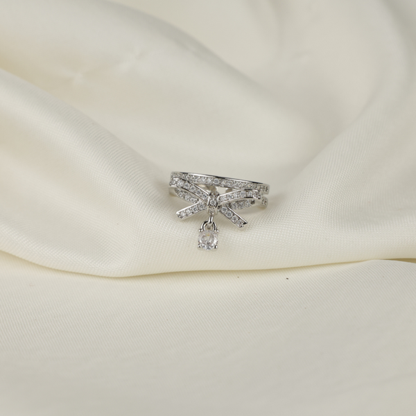 American diamond stone silver anti tarnish korean Ring Boho Bloom