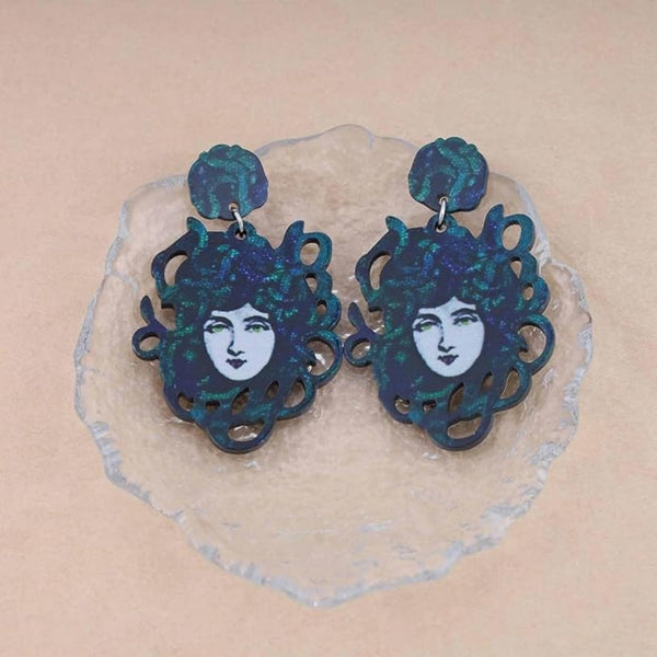 Devil Medusa-Snake Head Acrylic Earrings Boho Bloom