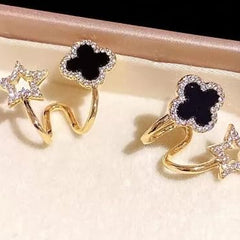 Black Star Clovers Earring Boho Bloom