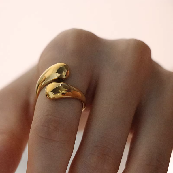Adjustable Teardrop Wide Bold Statement Ring Boho Bloom