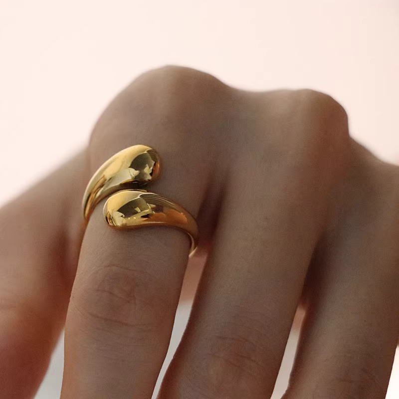 Adjustable Teardrop Wide Bold Statement Ring Boho Bloom