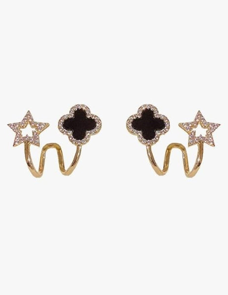Black Star Clovers Earring Boho Bloom